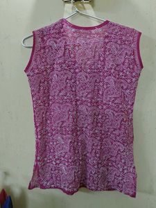 Lucknow Chikankari Pink Short Top