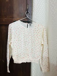 Heart Print Long Sleeve Top (Asthetic)