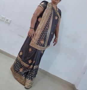 Grey wedding saree