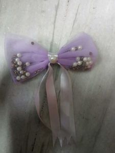 Handmade Embroidered Floral Hair Bow