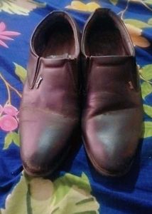Bata Brown Leather Slip-On Shoes