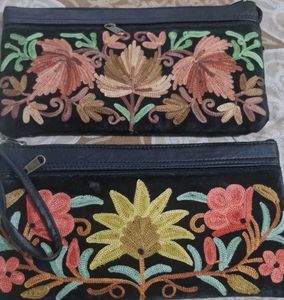 Leather Kashmiri Ari Hand Work Bag