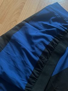 Blue Black Striped Knee Length Skirt