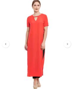 KAZO Orange Longline Side-Slit Tunic