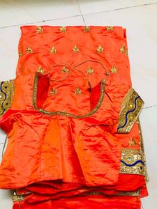 Orange Festive Saree With Blouse