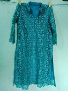 Blue Kurta Dupatta Pajama Leggings Set Xl Size
