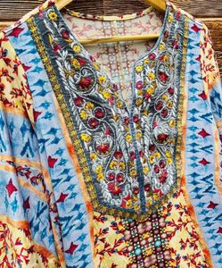 Multi Color Embroidery Print Top