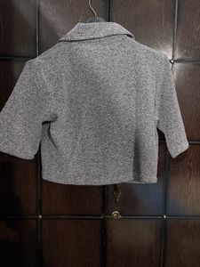 Gray Cropped Double-Breasted Blazer