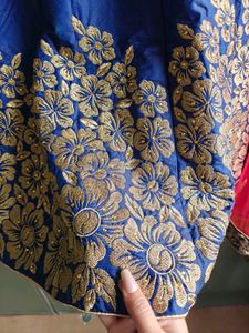 Blue Lehnga With Pink Dupatta