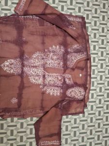 Embroidered Brown chickenwork Kurta