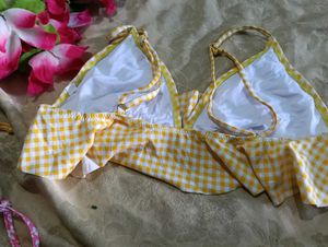 Yellow Gingham Bikini Top