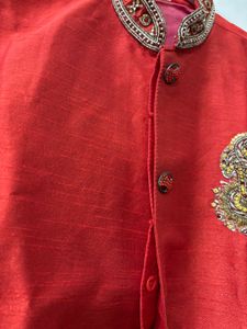 Red Ethnic Buttoned Kurta| Sherwani