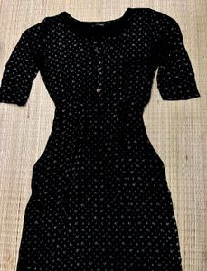 Patterned Black Kurta