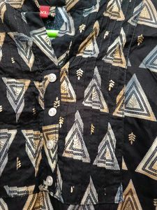 Black And Golden Print Short Kurti Tunic[ xl ]