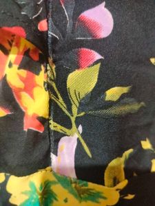 Black Floral Print Gown