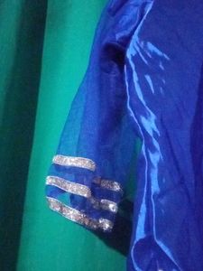 Blue Satin Patiyala Salwar Kurti