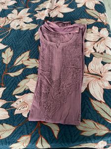 Lavender Chikankari Kurti