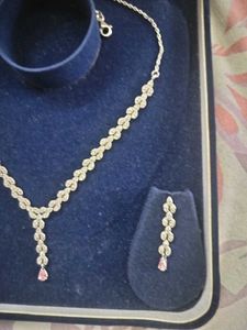 92.5 Silver Jewellery Set (Baby Pink Droplet)