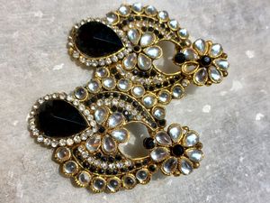 Kundan Earrings Heavy Black