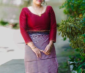 Maroon Embellished Blouse