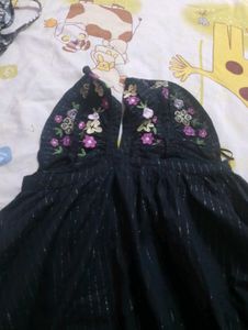 Embroidered Striped Dress