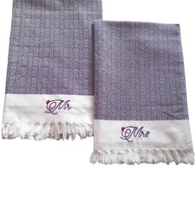 Purple Couple Bath Towel Mr&amp;Mrs Embroidery