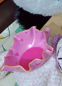 Handmade Pink Heart Trinket Dish Bowl