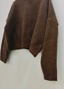 Brown Turtleneck Knit Sweater