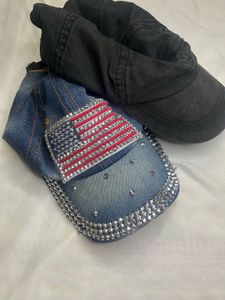 Embellished Denim &amp; Black Baseball Caps - Bundle