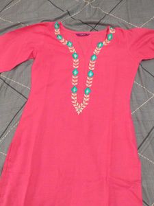 Pink Embroidered Kurta