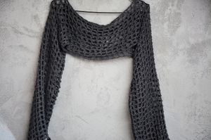 bell Full sleeve crochet knit crop top