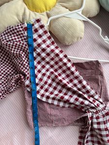 Gingham One-Shoulder Top