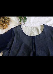Navy Blue Sheer Top