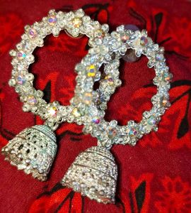 Sparkling Silver Jhumka Earrings
