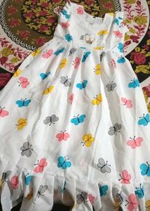 Butterfly Print White Midi Dress