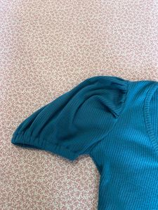 Women Turquoise Top With Puffed Sleeves