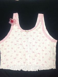 Pink Bow Lace Trim Tank Top XS for Girls/women