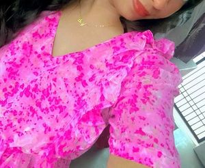 Pink Floral Ruffle Dress