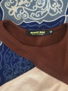Brown Color Block Long Sleeve Top