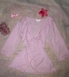 Cute Pink Tie Front Top