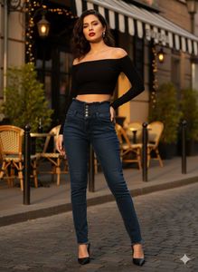 Y-82 Size-30 Chic High-Waisted Denim Jeans