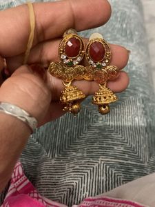 Gold Tone Jhumka Earrings