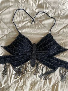 Blue Butterfly Tie-up top