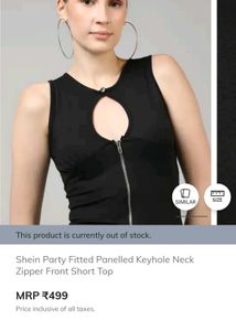 blue colour Key hole Zipper Top