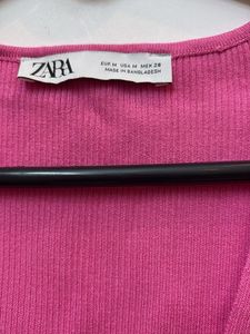 Pink Tie Front Crop Top