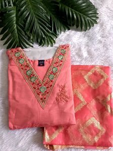 Extremely Beautiful Brand New Pink Banarasi Suit S