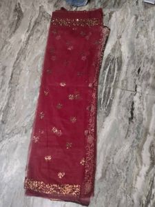 Embroidered Maroon Net saree 💝💖