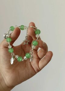 Green Beaded Charm Bracelet
