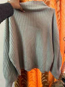 Balloon Sleeve Turtle Neck Baggy Sweater