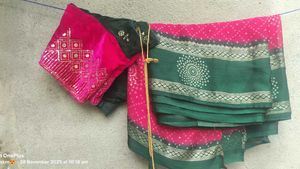 Pink & Green Saree
